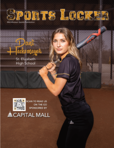 cover of magazine with female student athlete holding a softball bat